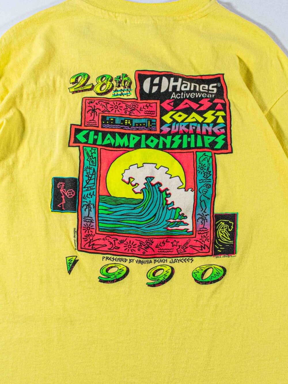 Vintage 1990 East Coast Surfing Championship T Shirt Hanes Activewear XL VTG 90s
